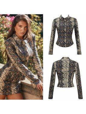 ❤️‍🔥Firm Price❤️‍🔥 House of CB VANI Snake Print Fitted Jacket